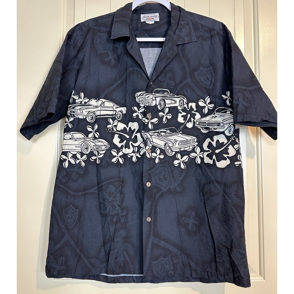 Pacific Legend Apparel Hawaiian Shirt large Route 66 Cars‎ Made in Hawaii Cotton